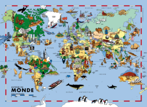 carte du monde pour enfants-poster mural