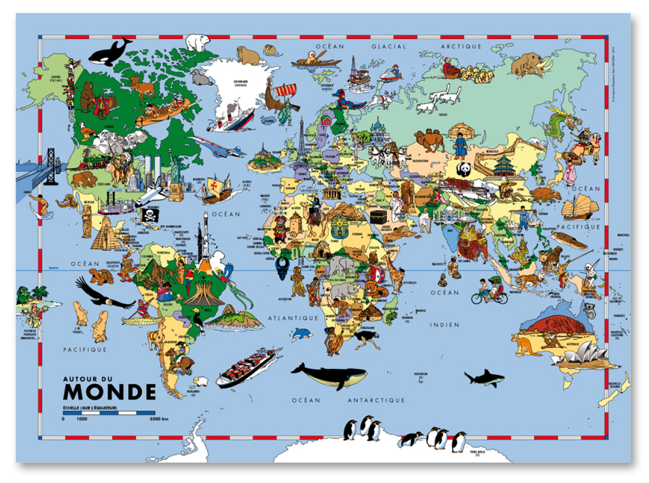 Grande carte éducative pour enfants, carte illustrée amusante, parcs  nationaux américains, apprentissage de la géographie des États-Unis,  impression : 54 x 36 -  France